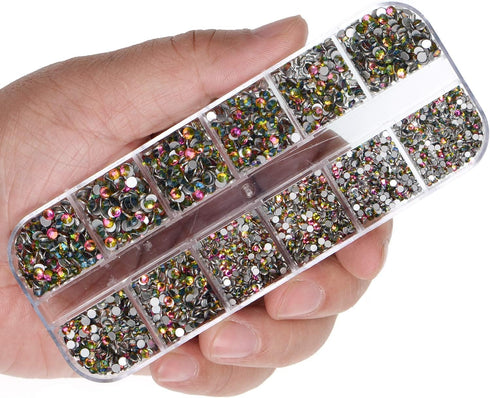 LPBeads 3456 Pieces Crystal Rhinestones - 6 Sizes Flat Back Round for Crafts Nails Art DIY