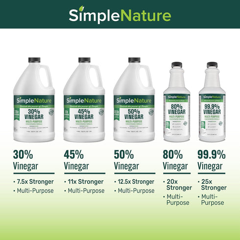 SimpleNature 50% (1 Vinegar Gallon) - Ultra Concentrated Vinegar for Heavy-Duty Cleaning Power for Home & Patio