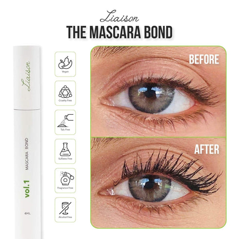 Mascara Bond (4ml) Volumizing & Lengthening Mascara with Peptide Growth Complex for Long Lashes - No Clump, No Glue
