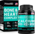PrimeMD 4-in-1 Calcium Supplements 600mg with Vitamin D3 K2 B12 for Heart & Bone Health, 120 Count