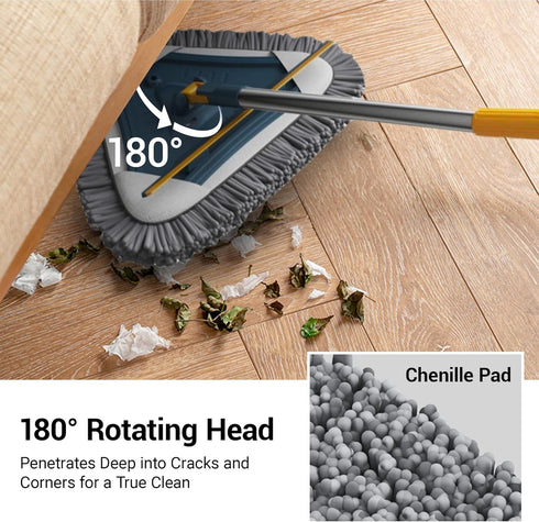 YURIGO Kozeedom 7-in-1 Set 7 Wall Cleaner, Triangle Mop with Replaceable Heads and Adjustable Long Handle for Walls