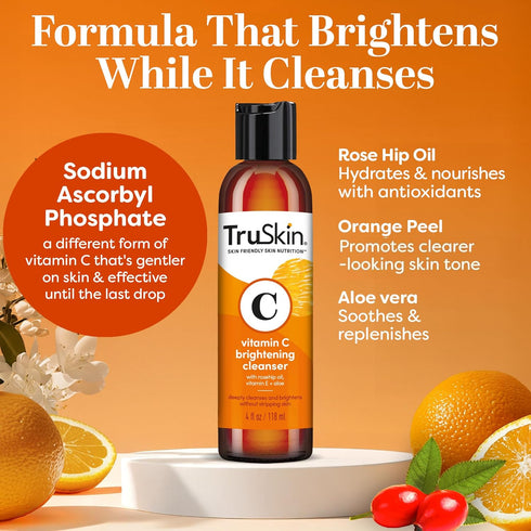 TruSkin Vitamin C Cleanser for Face - Brightening Wash with Vitamins C & E, 4 fl oz