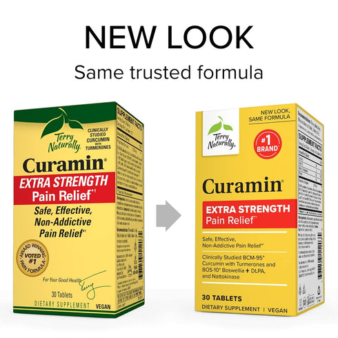 Terry Naturally Curamin Extra Strength - 30 Tablets for Non-Addictive Pain Relief with Curcumin & Boswellia