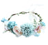 Vivivalue Boho Flower Headband Women Floral Crown Hair Wreath with Ribbon for Wedding Party Festival Photos Blue