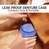 No Leak Partial Denture Case, Retainer Bath Box with Strainer Basket and Brush, Transparent Blue for False Teeth