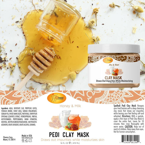 SPA REDI Clay Mask, Pedicure and Body Deep Cleansing, Skin Pore Purifying, Hydrating, Natural Bentonite Clay
