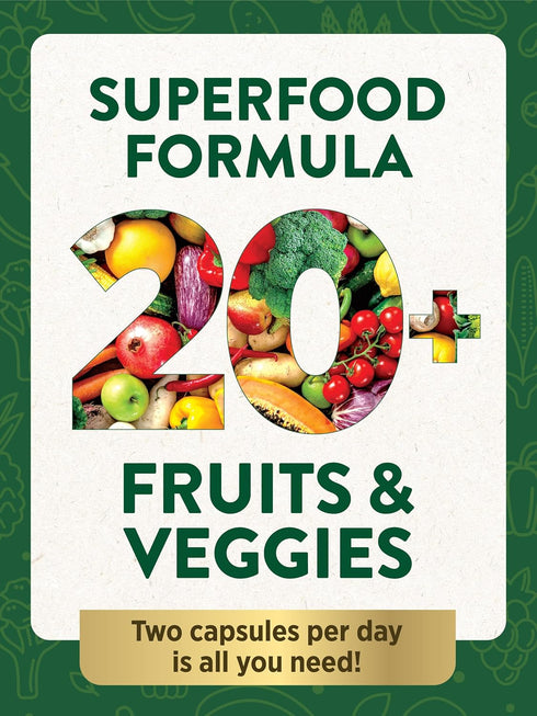 Super Fruits and Veggies - 60 Vegetarian Capsules, Non-GMO & Gluten Free Antioxidant Superfood Supplement