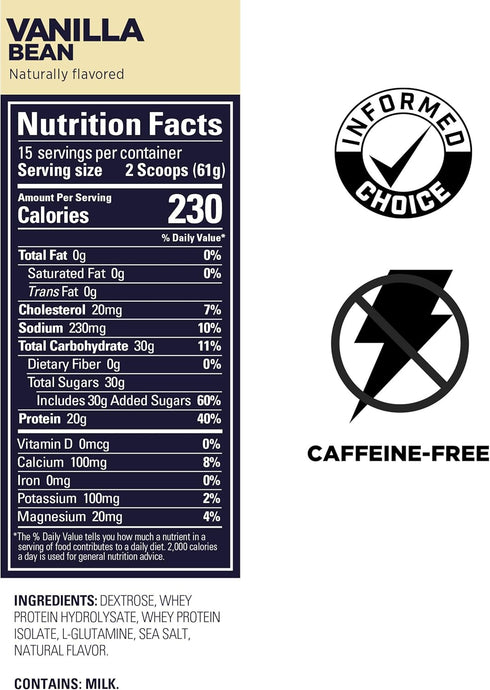 GU Energy Roctane Ultra Endurance Protein Recovery Drink Mix, Gluten-Free, 15-Serving Pouch, Vanilla Bean
