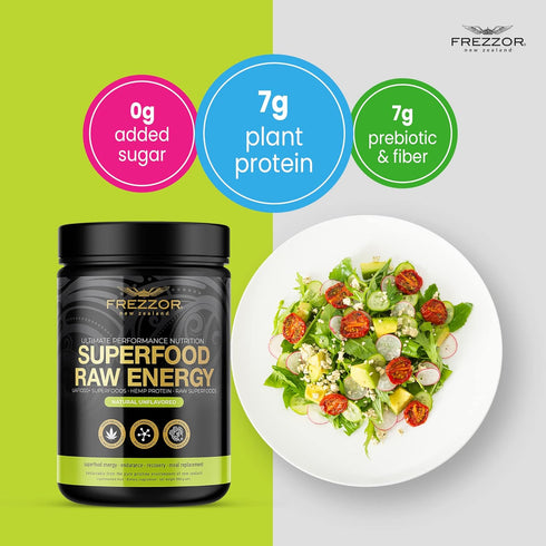 FREZZOR Superfood Raw Energy Powder - All-Natural Hemp Protein with Amino Acids & Antioxidants, 500g, 50 Scoops