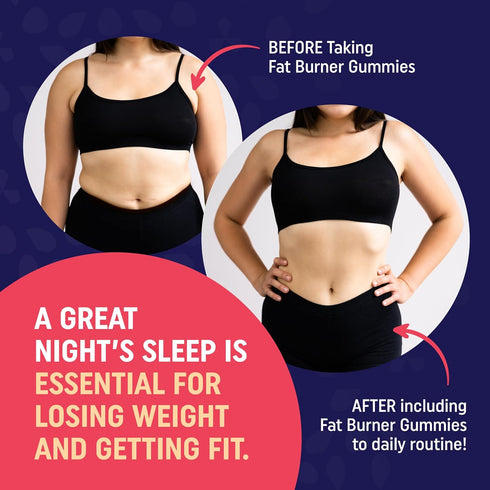 Night Time Fat Burner Gummies - Zero Sugar for Sleep & Weight Loss Support, Hunger Suppressant & Metabolism Booster, 60