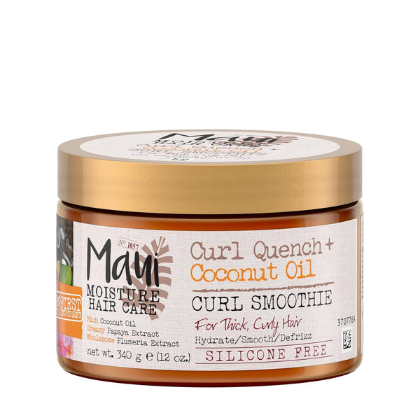 Maui Moisture Curl Quench + Coconut Oil Hydrating Curl Smoothie, 12 Ounce, Vegan & Paraben-Free