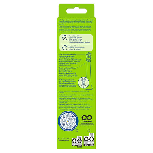 Firefly Sonic Replacement Brush Heads, Compatible with Play Action Sonic Toothbrushes, Small, Pack of 3, Ages 3+
