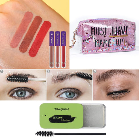 Makeup Set for Women, Full Kit with 39 Colors Eyeshadow Palette, Liquid Foundation, and Makeup Bag