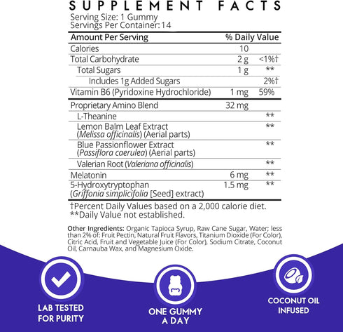 SugarbearPro Sleep Gummy for Adults - 14 Day Supply with Extra Strength Melatonin, L-Theanine, Vegan Sleep Aid