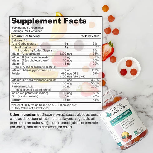 Nature's Nutri-Care Gummy Vitamins - Multivitamins for Women & Men, Natural Vegetarian Gummy, Made in USA