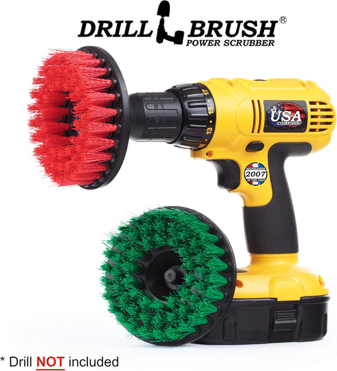 Drill Brush Cleaning Supplies Kit - Medium and Stiff Bristle Brush for Grout, Tile, Countertops, Floors