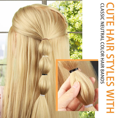 YGDZ Elastic Hair Bands, 600 Pcs Mini Hair Ties in 5 Colors, Elastic Hair Ties for Girls and Women