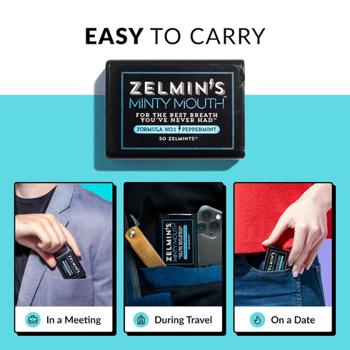 Zelmin's Minty Mouth Breath Freshener - 3 Pack for Long Lasting Bad Breath Treatment