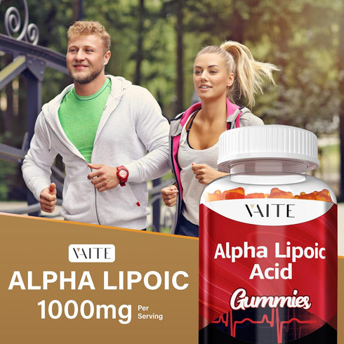 Alpha Lipoic Acid Gummies, Extra Strength ALA Antioxidant Supplement for Brain Health, 60 Chewable Pain Relief (2 Pack)