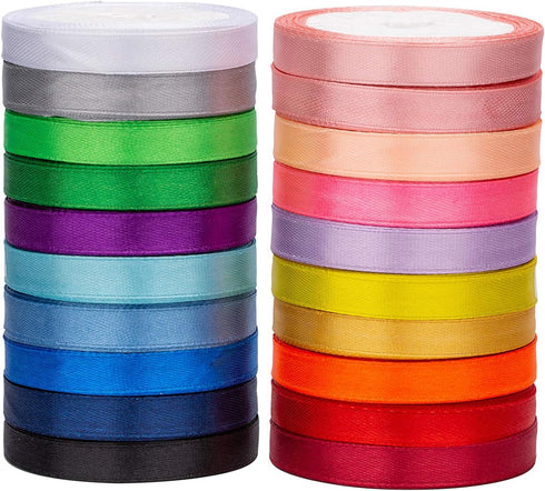 LIUYAXI 20 Colors Satin Ribbon, 100 Yard, 2/5" Wide, Perfect for Gift Wrapping, Crafts, Hair Bows