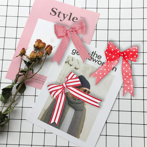 Fabric Ribbons - Red and White Plaid Ribbon for Crafts, 1 Inch Grosgrain Striped Ribbon for Gift Wrapping, 30 Yard