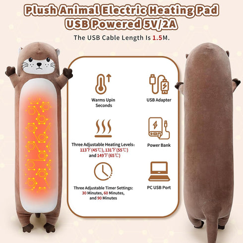 Relief,20 Otter Heating Pad-USB Heated Plush Stuffed Animals for Period Cramps and Menstrual Pain Portable Electric