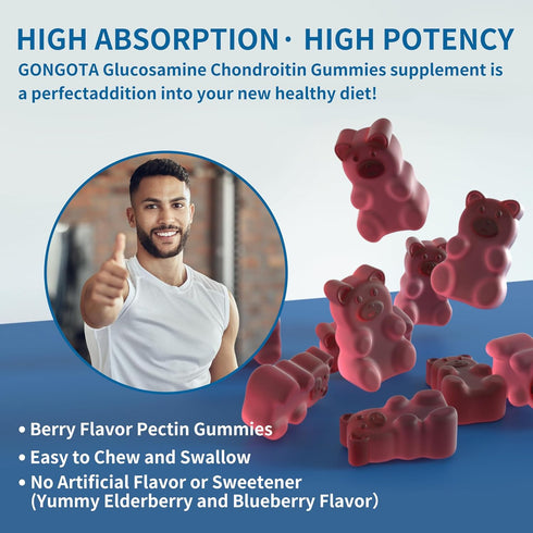 Glucosamine Chondroitin Gummies - Extra Strength with MSM & Elderberry for Joint Support, 2 Pack for Adults