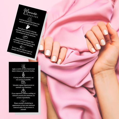 Manicure Aftercare Instruction Cards, 50 Pack, 2x3.5" Business Card Size for Nail Salon Handout