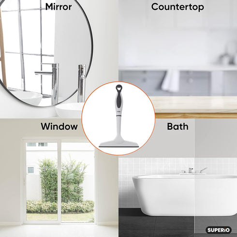 Superio Rubber Squeegee, Streak Free All Purpose Window Squeegee with Comfort Grip Handle and Hanging Hook (Grey, 6