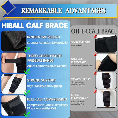 Hiball Adjustable Calf Brace for Men Women, Lower Leg Compression Wrap, Calf Compression Sleeve with Six Nylon Buckle