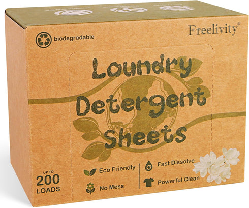 Laundry Detergent Sheets, Eco-Friendly, 200 Sheets, Fresh Linen Scent, Space Saving, Zero Waste for HE Machines