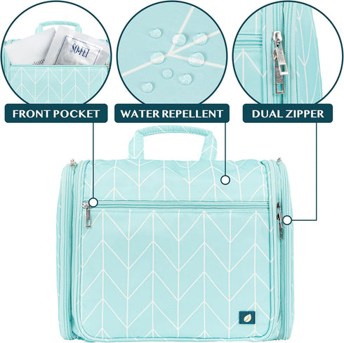 PAVILIA Large Hanging Toiletry Bag - Water Resistant Makeup Organizer for Women and Men