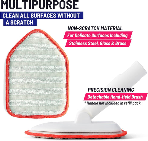 Replacement Microfiber Pad Head Scrubber Refill for Extendable Tub Tile Shower Scrubber, Non-Scratch (2X Red)