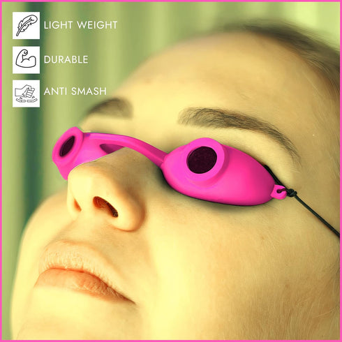 Super Sunnies Evo Flexible UV Eye Protection, FDA Compliant Tanning Bed Goggles, Pink