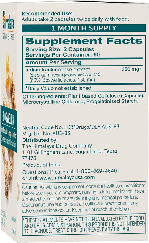 Himalaya Boswellia, Joint Support for Mobility and Flexibility, 250 mg, 120 Capsules