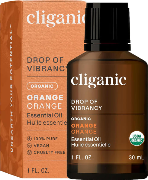 Cliganic Organic Sweet Orange Essential Oil, 1oz, 100% Pure Natural for Aromatherapy Diffuser