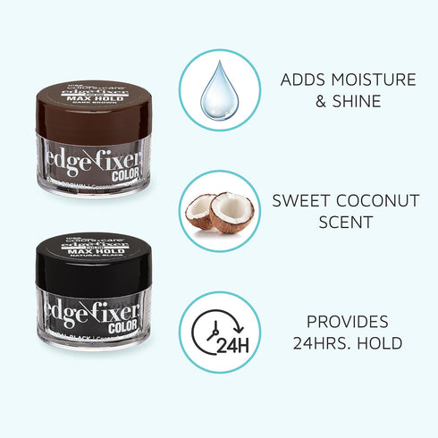 KISS COLORS & CARE Color Edge Fixer 1.01 oz. (30mL) Travel Size - Natural Black, Hides Grays, Moisturizing, 24 Hour Hold