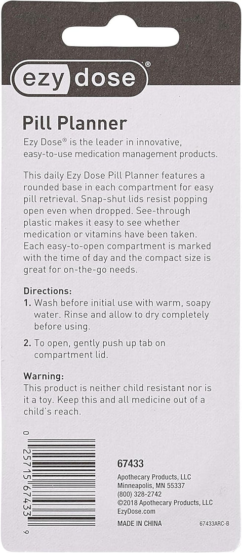 Pack 6, Ezy Dose Travel Pocket Pharmacy Pill Box and Medicine, Vitamin Container, Daily, AM PM Planner and Storage