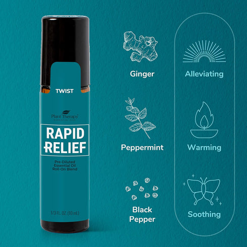 Plant Therapy Pain Support Essential Oil Roll On Blend Set, 10 mL Each of Ache Away, Rapid Relief
