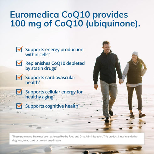 Euromedica CoQ10 Chewable, 100 mg for Energy, Antioxidant & Cognitive Health - 30 Tablets