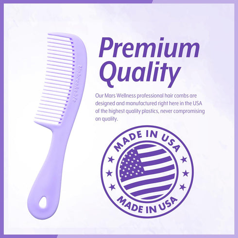 Mars Wellness 4 Piece Professional Comb Set in Lavender - Fine Pro Tail Combs for Men and Women