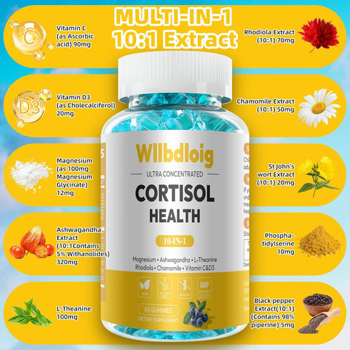 Gummies 60 2 Pack Gummies Cortisol Supplements for Women - Cortisol Manager for Stress Relief and Sleep with Magnesium