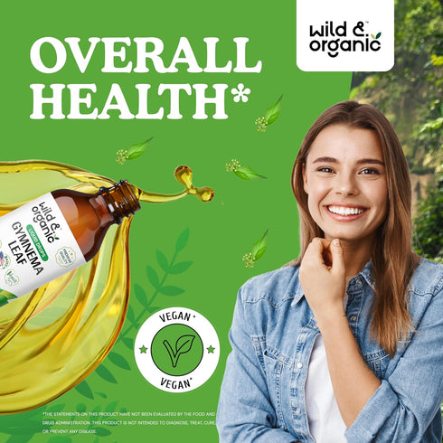 Gymnema Tincture - Sugar-Free Gymnema Sylvestre Organic - Alcohol-Free Gymnema Liquid w/Antioxidants - Gurmar Gymnema Supplement - Vegan Gymnema Herb Drops - Gymnema Sylvestre Liquid Extract - 2 oz
