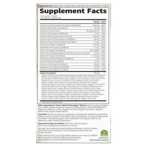 Garden of Life Organics Men's Once Daily Whole Food Multivitamin, 60 Tablets, Vegan Mens Multi for Health