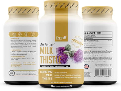 Fresh Nutrition Milk Thistle Capsules, 10,000mg