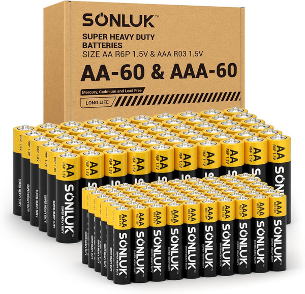 SONLUK AA Batteries 60 Pack & AAA Batteries 60 Pack Combo (120 Pack),