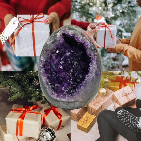 ZOBAYOP 0.5-1LB Amethyst Crystal Geode Dinosaur Egg Rock Quartz Cluster Natural Raw Purple Amethyst Stone Real Healing
