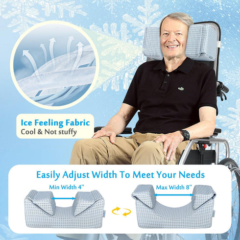 AOSSA Wheelchair Headrest for High Back Wheelchair & Recliner - Adjustable U Shaped Head Support Pillow with Cooling