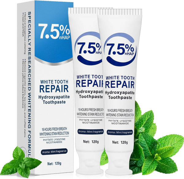 Okreteres Nano Hydroxyapatite Toothpaste 7.5% (Fluoride-Free), Remineralizing & Enamel Protection, Dentist Recommended for