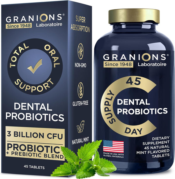 Dental Probiotics for Teeth and Gums - Fresh Breath Lactobacillus Salivarius for Oral Health - 45 Mint Tablets